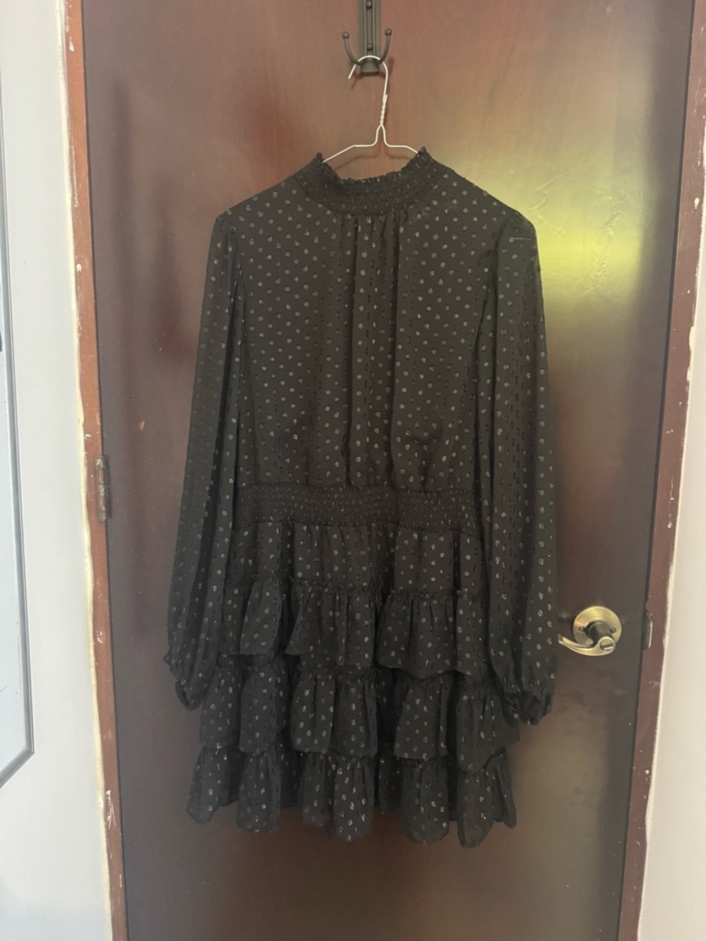 Express Black Ruffle Long Sleeve Mini Dress